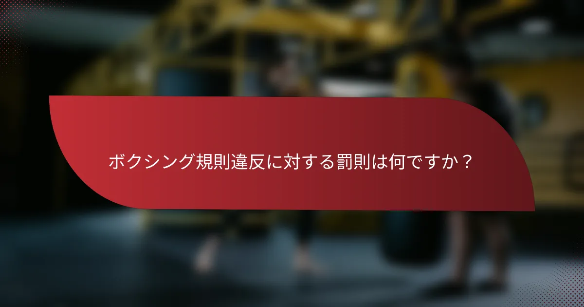 ボクシング規則違反に対する罰則は何ですか?