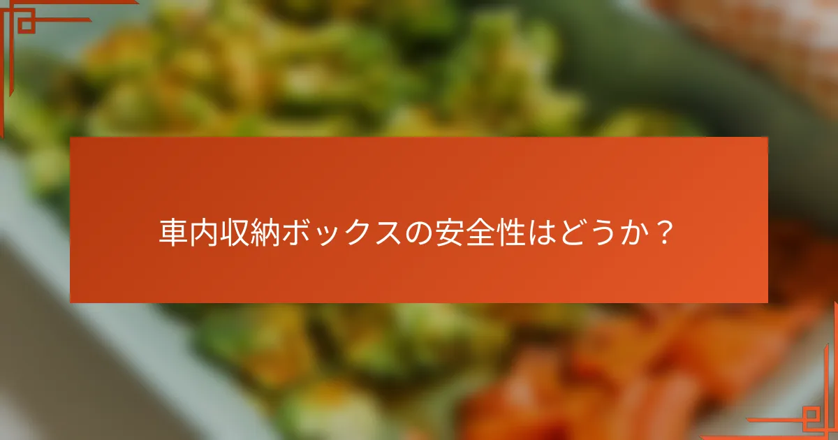 車内収納ボックスの安全性はどうか?
