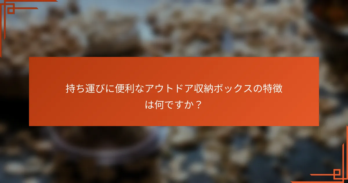 持ち運びに便利なアウトドア収納ボックスの特徴は何ですか？