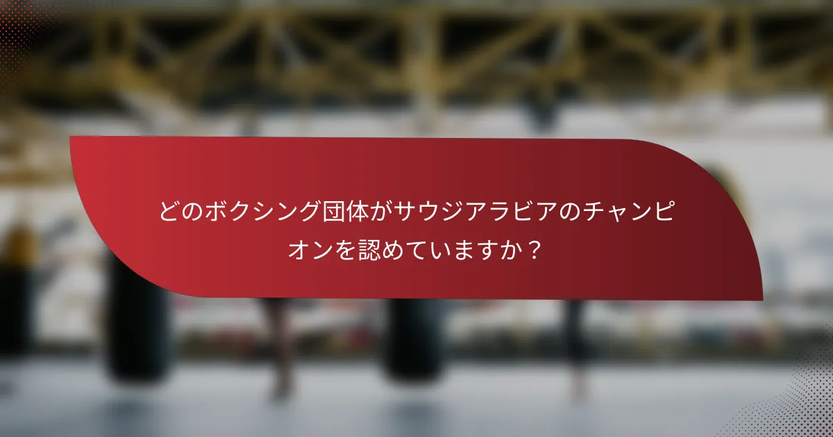 どのボクシング団体がサウジアラビアのチャンピオンを認めていますか?
