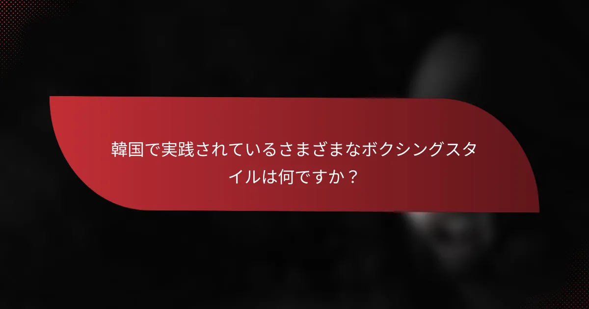韓国で実践されているさまざまなボクシングスタイルは何ですか?