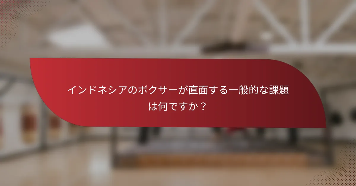 インドネシアのボクサーが直面する一般的な課題は何ですか?