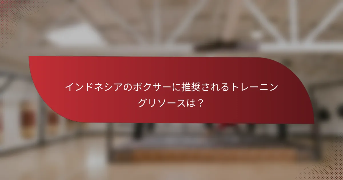 インドネシアのボクサーに推奨されるトレーニングリソースは?