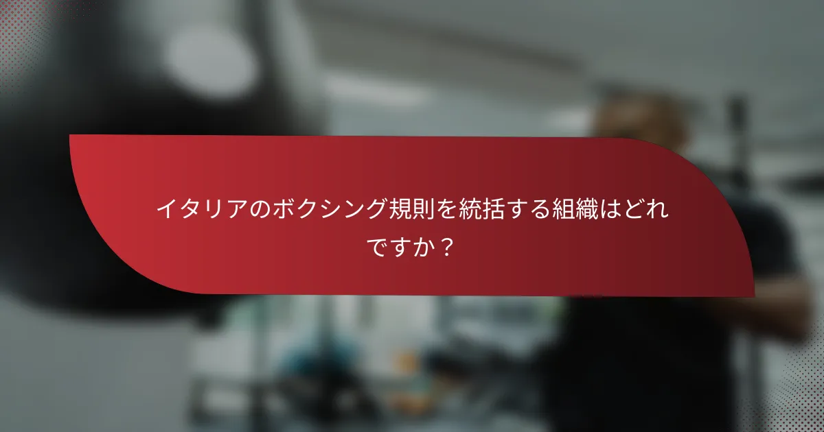 イタリアのボクシング規則を統括する組織はどれですか?