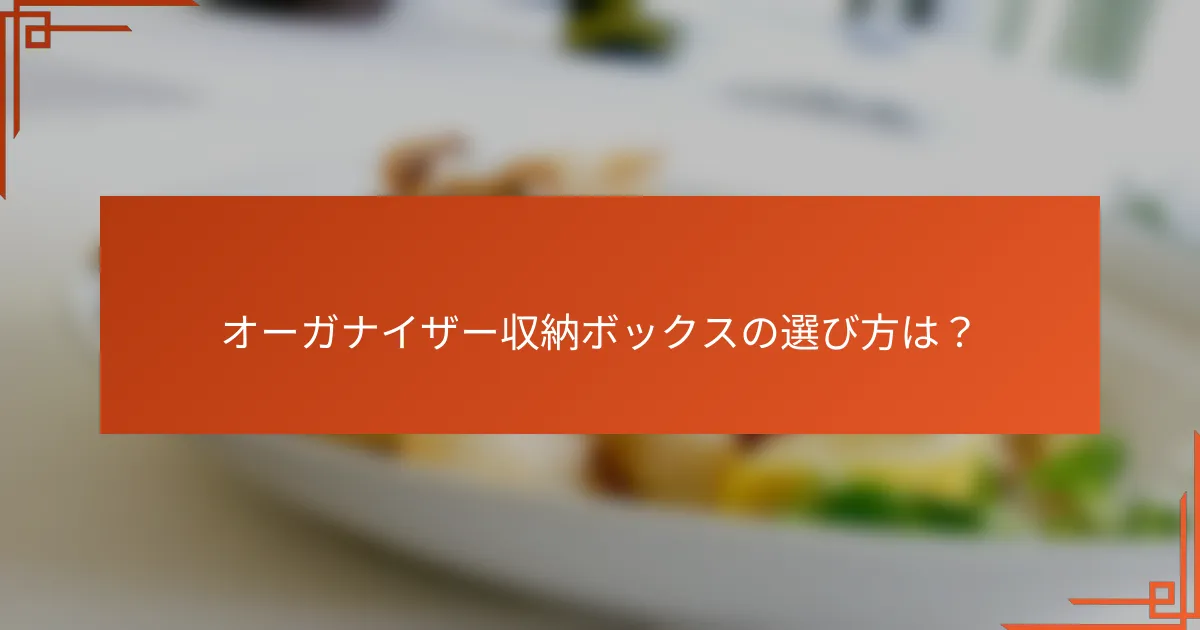オーガナイザー収納ボックスの選び方は？