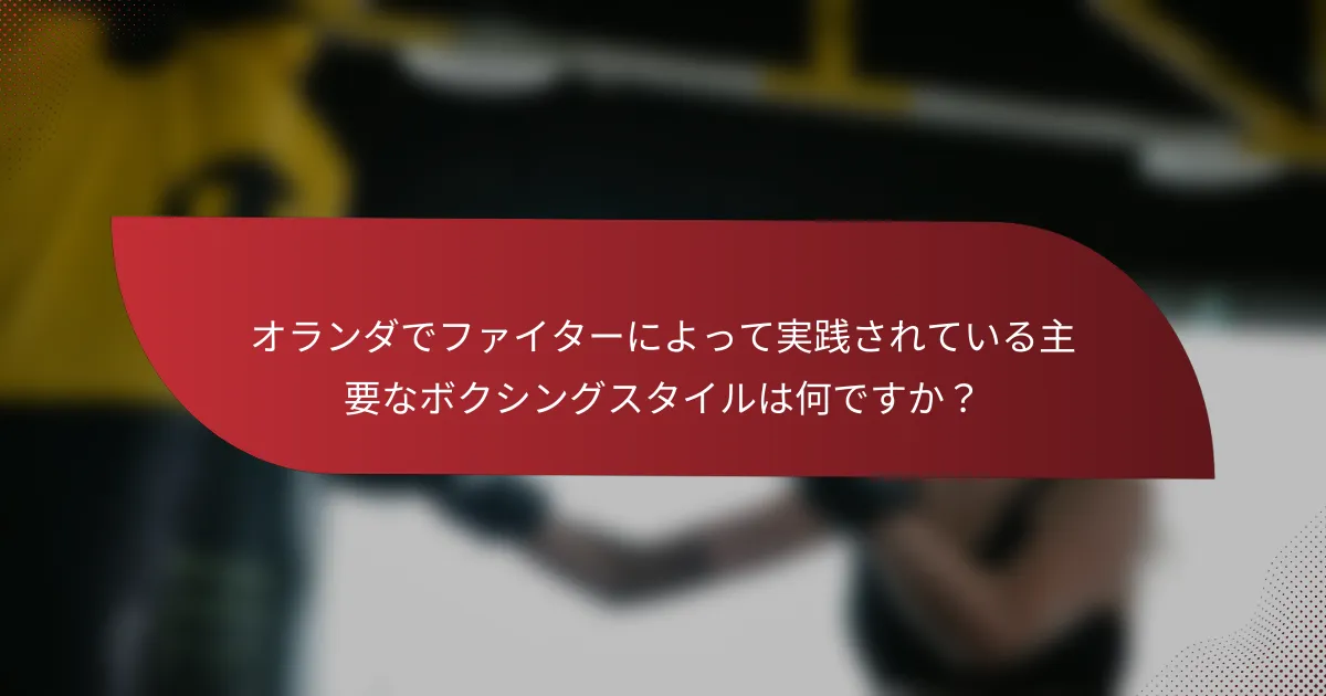 オランダでファイターによって実践されている主要なボクシングスタイルは何ですか?