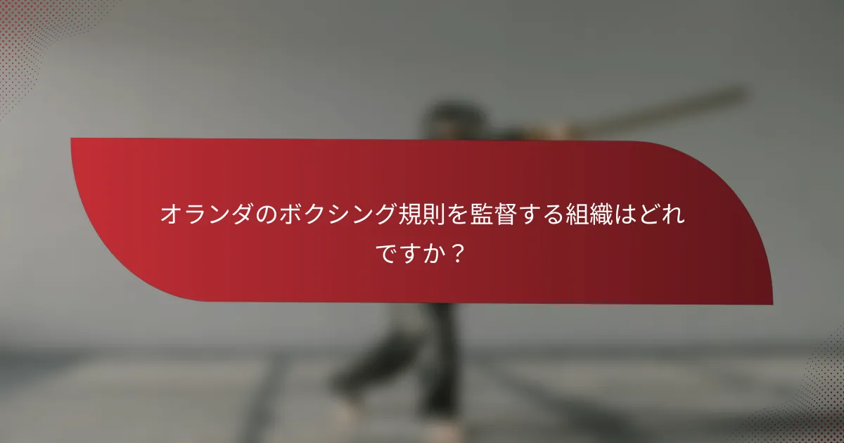 オランダのボクシング規則を監督する組織はどれですか?