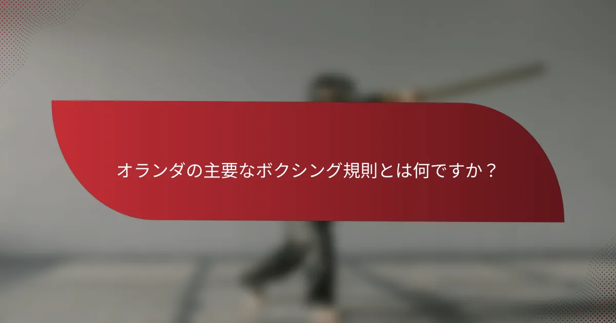 オランダの主要なボクシング規則とは何ですか?