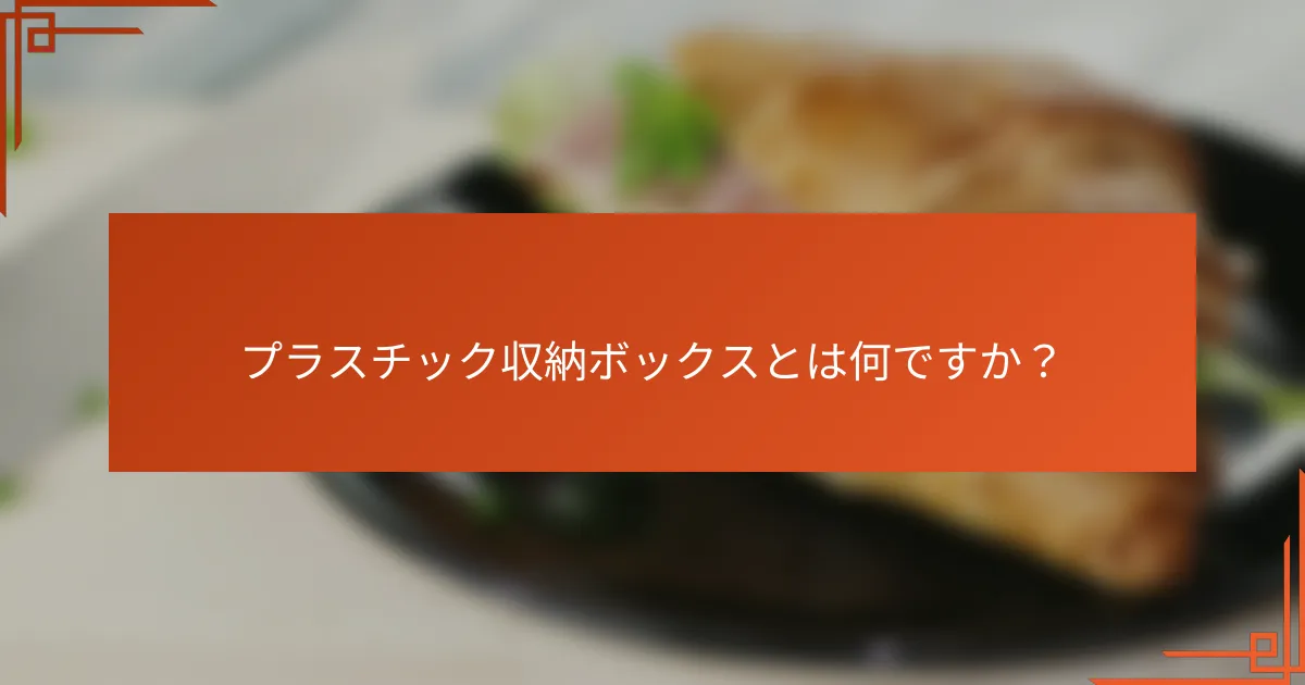 プラスチック収納ボックスとは何ですか?