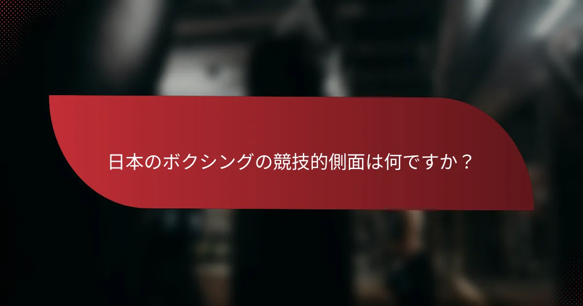 日本のボクシングの競技的側面は何ですか?