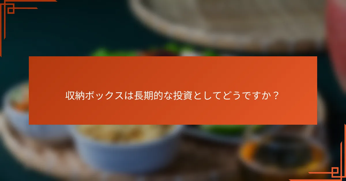 収納ボックスは長期的な投資としてどうですか?
